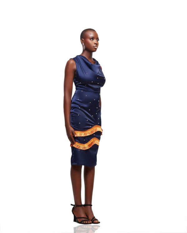 Pearl Fringe Satin Dress - Image 3