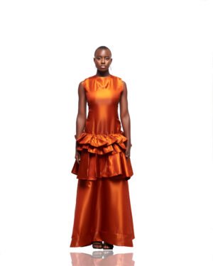 Amber Ruffle Satin Gown