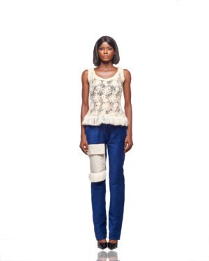 Lace & Contrast Patch Two-Piece Set